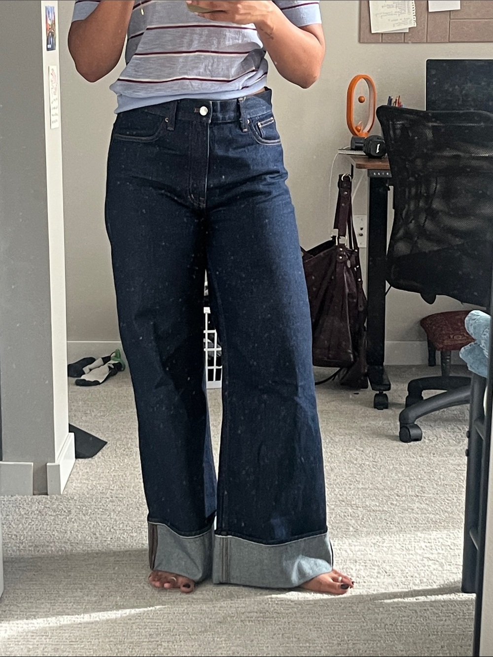 High-Rise Wide-Leg Dark Blue Jeans